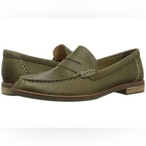 Sperry’s Seaport Penny Loafers in Olive